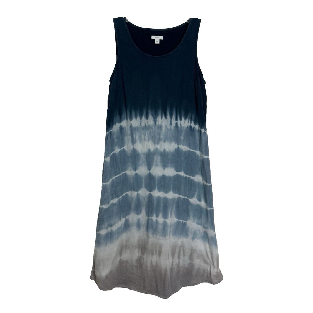 J. Jill Pure Jill Dress XS Cotton Viscose Gauze Tie Dye Ombre Tank Blue Crinkle